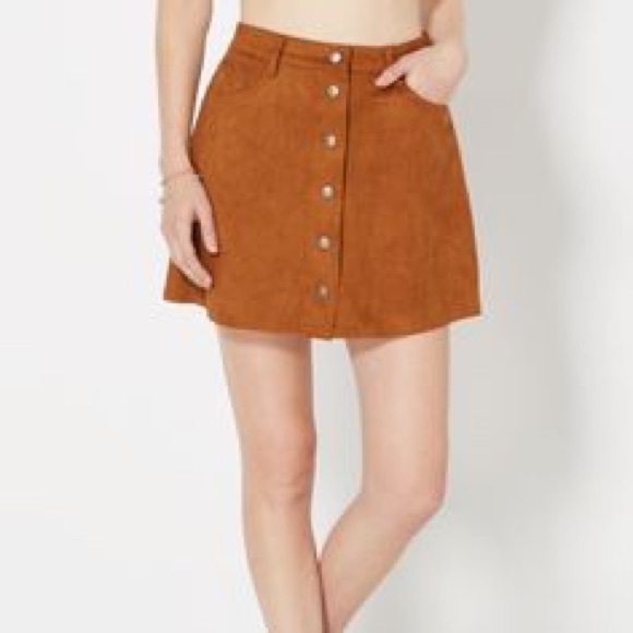 Rue21 Dresses & Skirts - Rue 21 Faux Suede Button Up Skater Skirt